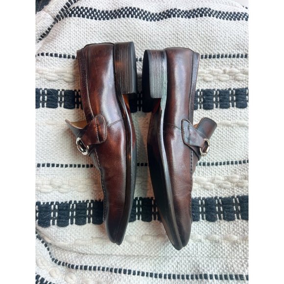 MAISON FORTE Seville Leather Horsebit Apron Toe Loafer Sz 9 Mahogany - Picture 3 of 11